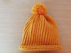 Pletená spadlá čepice (jeansová)