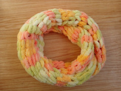 Pletená spadlá čepice (jeansová)