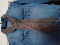 Pletená spadlá čepice(černá+béžová)