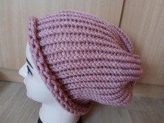 Pletená spadlá čepice (jeansová)