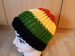 Pletená spadlá čepice (jeansová)