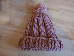 Pletená spadlá čepice (jeansová)