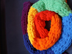 Pletená spadlá čepice (jeansová)