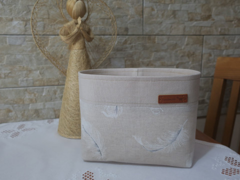 Látkový košík - peříčkový dekorace dárek kuchyně košík koš bavlna puntíky organizér koupelna textilní látkový na drobnosti renopast vystužený  Látkový košík - peříčkový dekorace dárek kuchyně košík koš bavlna puntíky organizér koupelna textilní látkový na drobnosti renopast vystužený