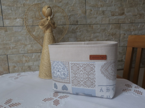 Látkový košík - patschvork dekorace dárek kuchyně košík koš bavlna puntíky organizér koupelna textilní látkový na drobnosti renopast vystužený  Látkový košík - patschvork dekorace dárek kuchyně košík koš bavlna puntíky organizér koupelna textilní látkový na drobnosti renopast vystužený
