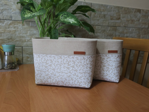 Látkový košík - Jako ze zámku dekorace dárek kuchyně košík koš bavlna puntíky organizér koupelna textilní látkový na drobnosti renopast vystužený 