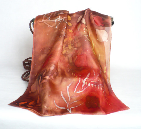 Hedvábná šála Podzim. šála hedvábí hedvábná šála dárek pro ženu pestrobarevná šála  Hedvábná šála Podzim. šála hedvábí hedvábná šála dárek pro ženu pestrobarevná šála