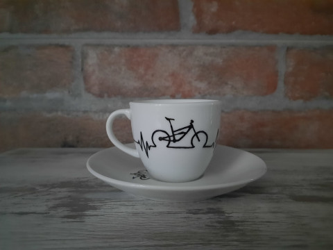 Šálek bílý Ristretto šálka MtB Pulz káva kolo espresso bicykel biker ristretto mtb 