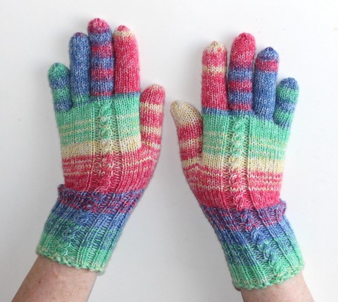 Rukavice pletené Jemné odstíny červená zelená modrá přírodní pestré zimní podzimní rukavice merino rukavičky prstové ivka 