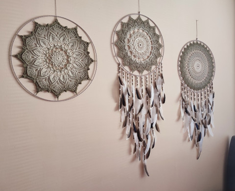 Sestava lapačů snů - LESNÍ SNĚNÍ indián indiánský nad postel strážce boho dream lapač dreamcatcher lapač snů do ložnice 