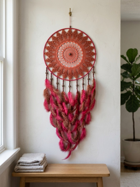 Lapač zlých snů 40 x 115 cm indián indiánský nad postel strážce boho dream lapač dreamcatcher lapač snů do ložnice 