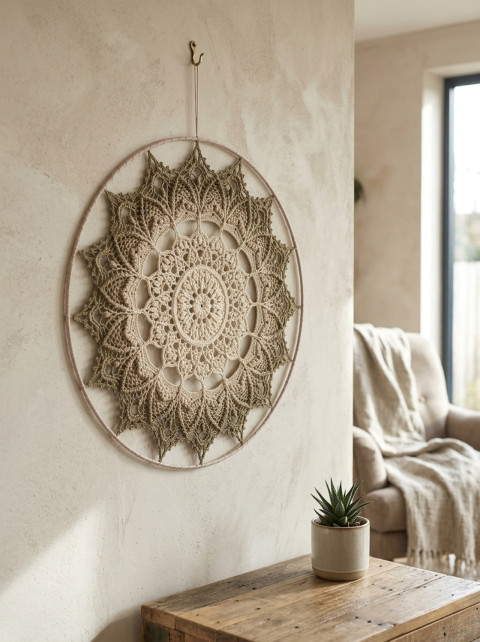 Mandala Khaki hvězda - průměr 45 cm meditace harmonie meditační lotosový květ mandaly mndala 