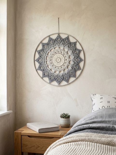 Mandala Šedá hvězda - průměr 40 cm meditace harmonie meditační lotosový květ mandaly mndala 