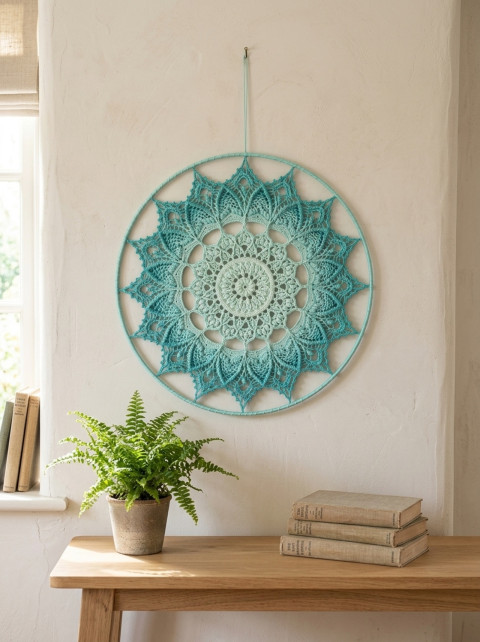 Mandala Tyrkysová hvězda - 45 cm meditace harmonie meditační lotosový květ mandaly mndala 