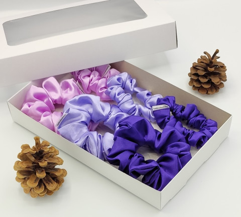 Dárková sada fialová II 6 scrunchie spona sponka sponky do vlasů spony scrunchies scrunchie 