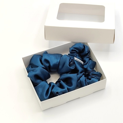 Sada dvou tm. petrolejových gumiček gumička gumičky do vlasů spony scrunchies scrunchie 