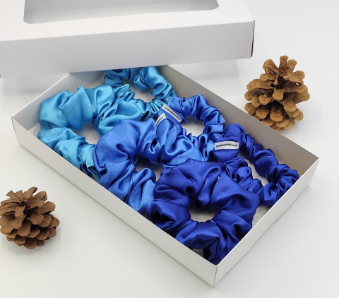 Dárková sada modrá II. - 6 ks spona sponka sponky do vlasů spony scrunchies scrunchie 