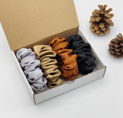 Dárková sada - 4 scrunchies L spona sponka sponky do vlasů spony scrunchies scrunchie 