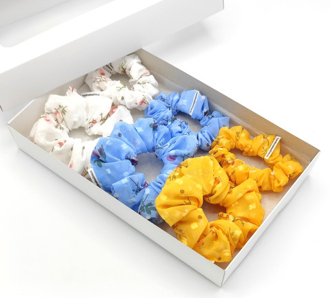 Dárková sada šifonová - 6 ks spona sponka sponky do vlasů spony scrunchies scrunchie 