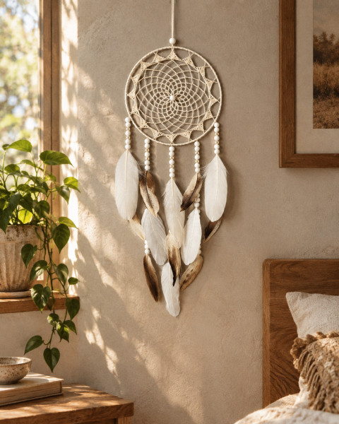 Lapač zlých snů 18 x 55 cm indián indiánský nad postel strážce boho dream lapač dreamcatcher lapač snů do ložnice 