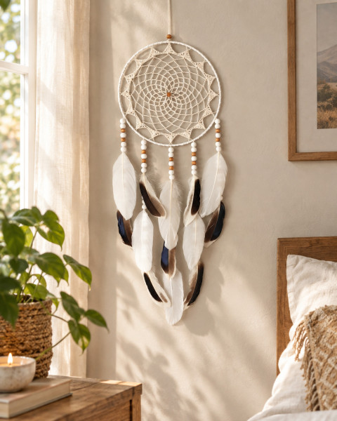 Lapač zlých snů 18 x 55 cm indián indiánský nad postel strážce boho dream lapač dreamcatcher lapač snů do ložnice 