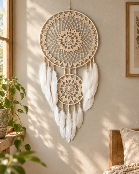 Lapač zlých snů 40 x 95 cm indián indiánský nad postel strážce boho dream lapač dreamcatcher lapač snů do ložnice 