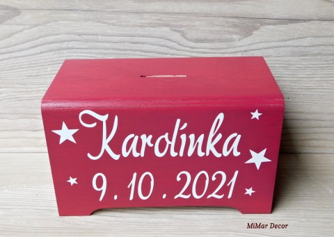 Dřevěná pokladnička pro miminko dřevo dřevěná dárek dětský hvězda dětské pokladnička kasička hvězdičky pro děti pro miminko na psací stůl se jménem na penízky datum narození na korunky šetříme 