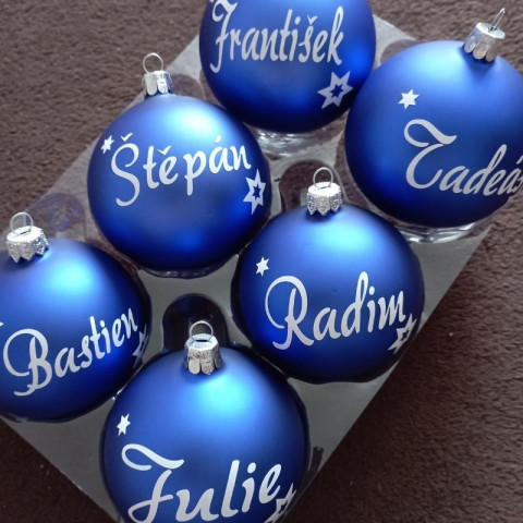 Skleněná baňka se jménem MODRÁ dárek koule vánoce sklo jméno vánoční ozdoba skleněná baňka se jménem 