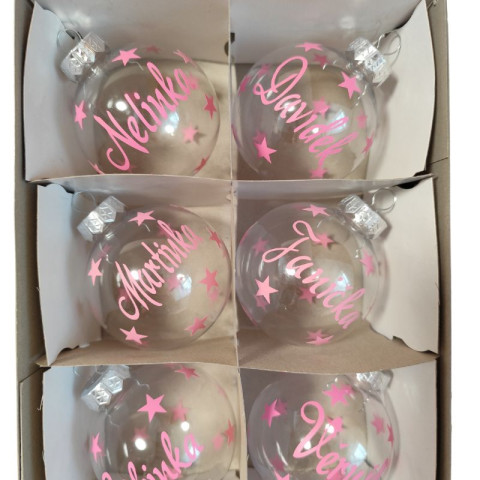 Plastová ozdoba se jménem RŮŽOVÉ dárek koule vánoce jméno vánoční ozdoba baňka se jménem 