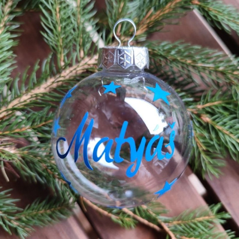 Plastová ozdoba se jménem MODRÁ dárek koule vánoce jméno vánoční ozdoba baňka se jménem 