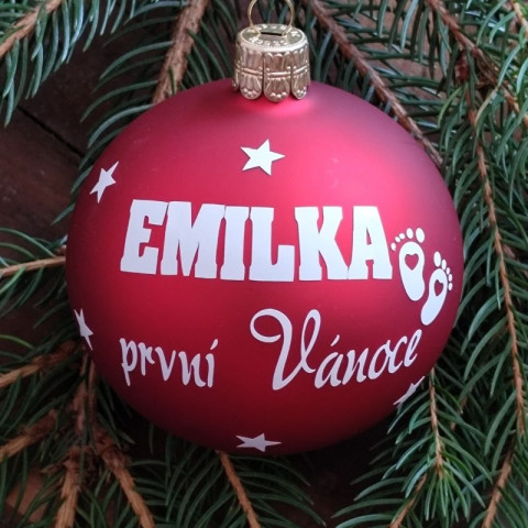 Vánoční baňka První Vánoce dárek koule vánoce sklo jméno vánoční ozdoba miminko skleněná baňka se jménem dárek pro miminko první vánoce 