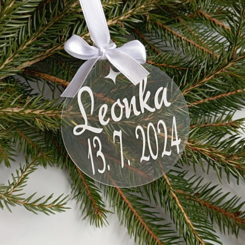 Akrylová vánoční baňka dárek koule vánoce jméno vánoční ozdoba baňka se jménem 