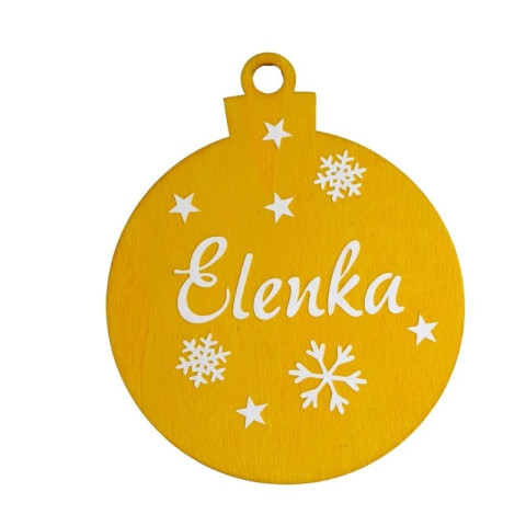 Dřevěná vánoční baňka žlutá dřevo dřevěná dekorace dárek koule vánoce vánoční ozdoba baňka se jménem 