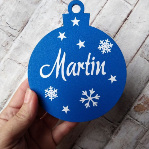 Dřevěná vánoční ozdoba modrá dřevo dřevěná dekorace dárek koule vánoce vánoční ozdoba baňka se jménem 