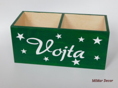 Dřevěná pokladnička se jménem