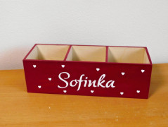 Dřevěná pokladnička se jménem