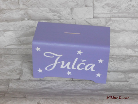 Personalizovaná dřevěná kasička dřevo dřevěná dárek dětský hvězda dětské pokladnička kasička hvězdičky pro děti na psací stůl se jménem na penízky na korunky šetříme 