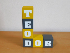 Dřevěná pokladnička se jménem