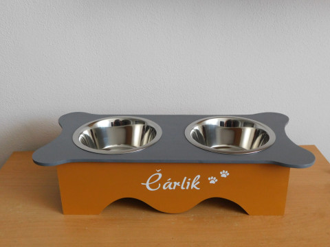 Krmící stolek pro psy a kočky dřevo pes kočka misky pejsci stoleček pro kočky pro psy krmící stůl 