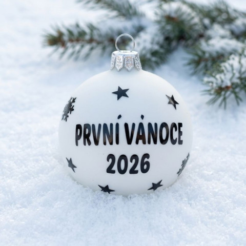 Vánoční baňka První Vánoce bílá dárek koule vánoce sklo jméno vánoční ozdoba miminko skleněná baňka se jménem dárek pro miminko první vánoce 