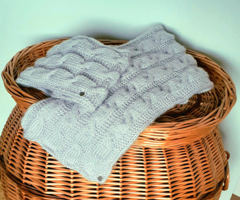 GRAY šála+čelenka jako dárek pletený krk teplo omotat teloučko 