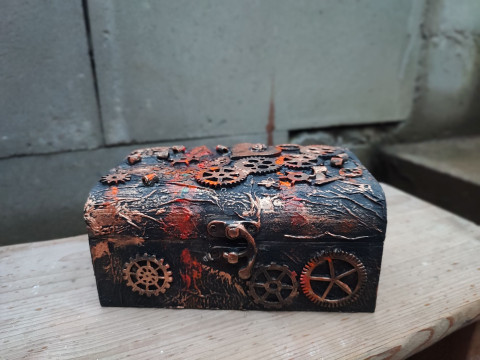 Krabička Steampunk dekorace krabička steampunk pokladnička šperkovnice fantasy ruční práce industriální ozubená kolečka originální dárek gotický styl. temná elegance  Krabička Steampunk dekorace krabička steampunk pokladnička šperkovnice fantasy ruční práce industriální ozubená kolečka originální dárek gotický styl. temná elegance