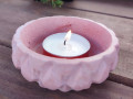 Terakoto-růžový svícen, miska