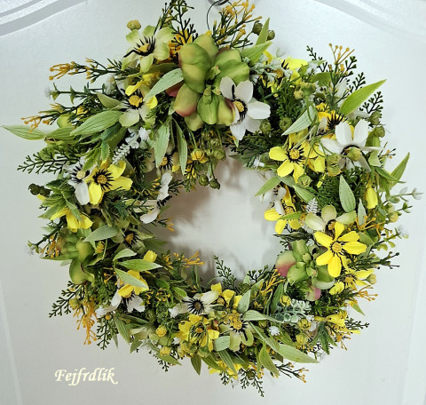 věneček na dveře ,,hezký den,,.. dekorace zelený jarní věneček zelenkavá žlutozelená na dveře trvanlivý 