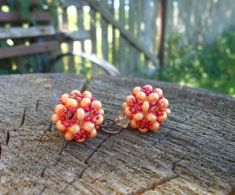 Kulaté náušnice pomeranče náušnice kuličky šité pomeranč kulaté pomerančové vitamíny 