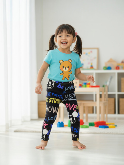 Dětské legíny Mickey 86 dětské kalhoty bavlněné tepláky hořčicové baggy 