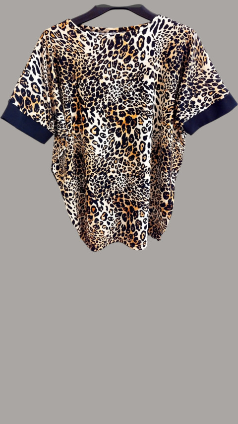 Dámské triko leopard L/XL tunika halenka květy triko top tmavá 