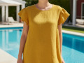 Dámská mušelinová šatovka mustard