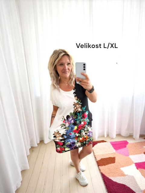 Dámské viskozové šaty Květy - L/XL letní bavlna lehké viskoza 