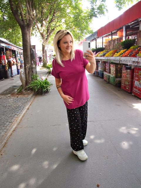 Dámská tunika Fuchsie - M/L,L/XL tunika halenka triko top černé tmavá 